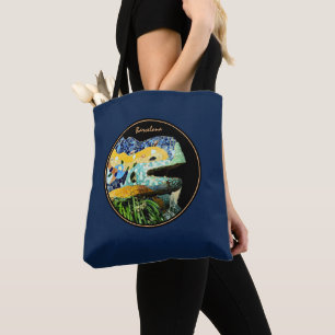 Tote Bag Barcelone Lizard & Parc Guell, Catalogne / Gaudi T