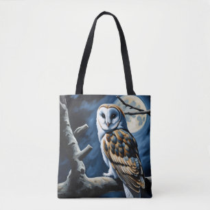 Tote Bag Barn Owl et Pleine lune