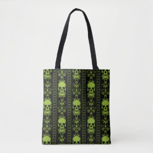 Tote Bag Baroque Crâne Motif vert