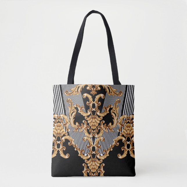 Tote Bag Baroque doré, décoration complexe. (Devant)