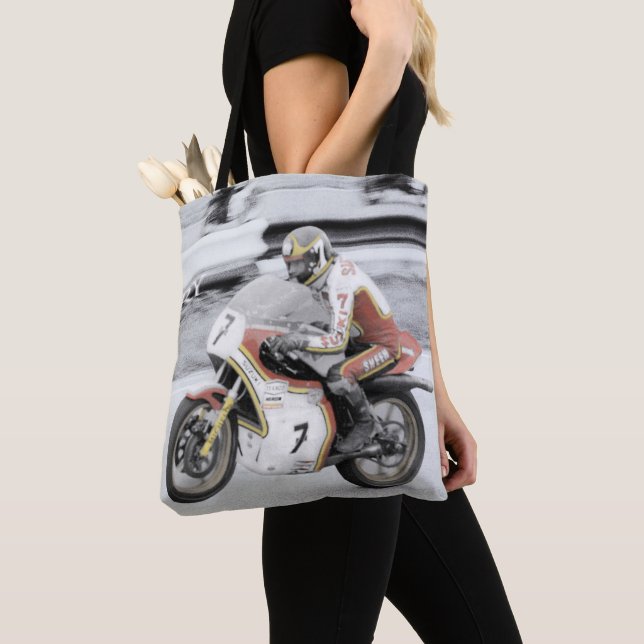 Tote Bag Barry Sheene 2, la version teinte à la main (De près)