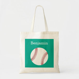 Tote Bag Base-ball avec le nom fait sur commande - émeraud