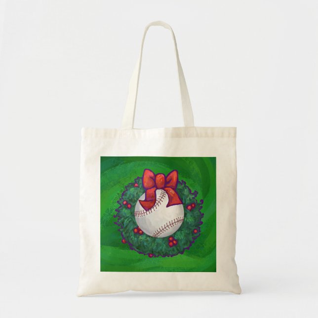 Tote Bag Baseball dans la couronne de Noël (Devant)