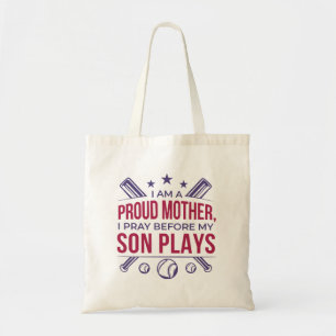 Tote Bag Baseball Fier Mère Je Prie Avant Que Mon Fils Ne J