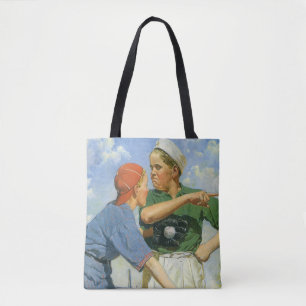 Tote Bag Baseball Vintage, Enfants, Garçons Jouant au Sport