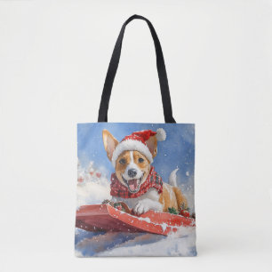 Tote Bag Basenji Chien en rebord Laisser neiger Noël