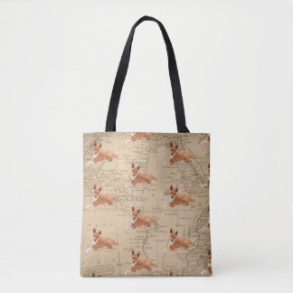 Tote Bag Basenji Dog Map Background