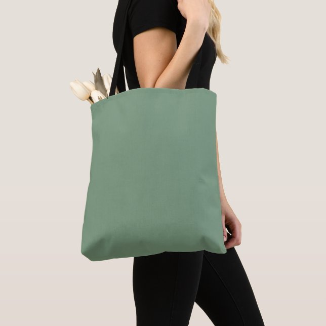 Tote Bag Basil de couleur solide vert fumée (De près)