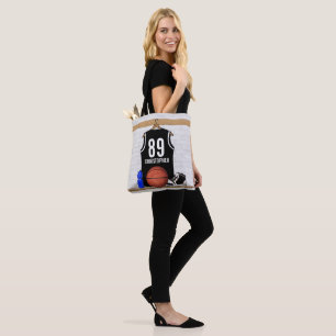 Tote Bag Basket-ball noir et blanc du Jersey