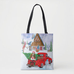 Tote Bag Basset Hound chien dans la livraison de Noël Camio