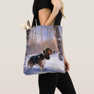 Tote Bag Basset Hound Laisser neiger Noël