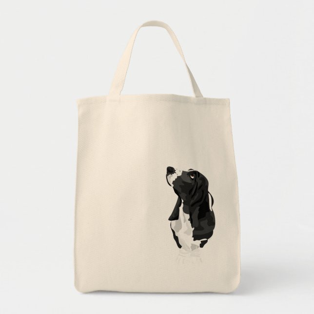 Tote Bag Basset Hound noir et blanc (Devant)