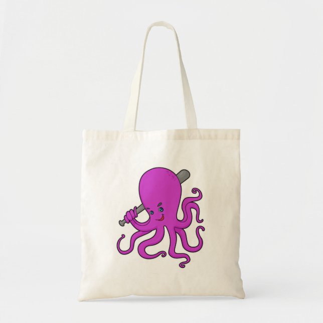 Tote Bag Bataille de baseball de pieuvre (Devant)