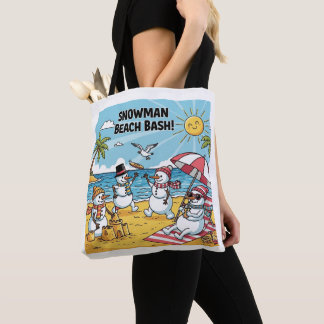 Tote Bag Bataille de bonshommes de neige sur la plage