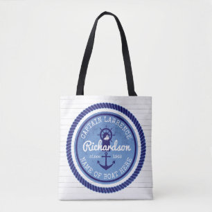 Tote Bag Bateau de barre de capitaine Vintage Nautical Rope