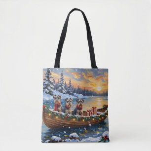 Tote Bag Bateau de Noël de Schnauzer pour les Fêtes