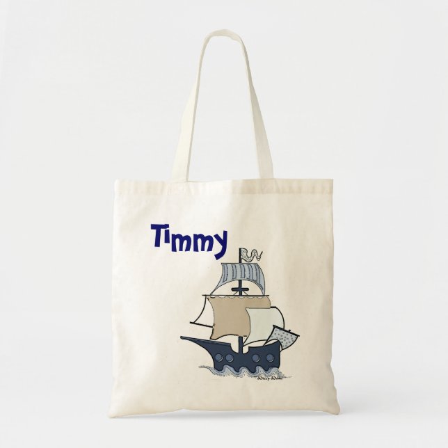 Tote Bag Bateau de pirate de bande dessinée (Devant)