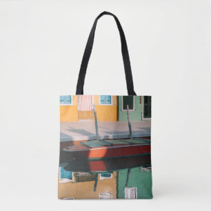 TOTE BAG BATEAU ROUGE ET VERT ACCUEIL SUR LE QUAI