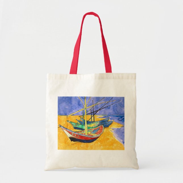 Tote Bag Bateaux De Pêche Plage Saintes-Maries Van Gogh Fin (Devant)