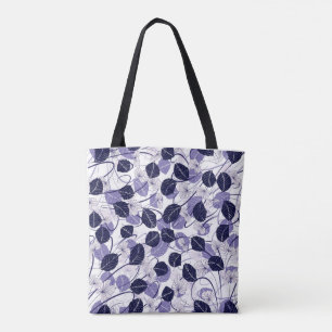 Tote Bag Batik Purple Feuilles et vignes Motif d'illustrati
