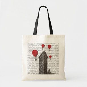 Tote Bag Bâtiment plat de fer et ballons à air d'un rouge