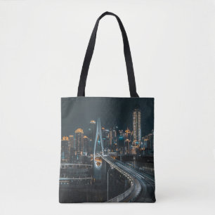 TOTE BAG BÂTIMENTS DE LA VILLE PENDANT LA NUIT