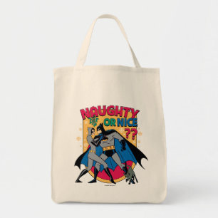 Tote Bag Batman   Catwoman Under Mistletoe Naughty Or Nice