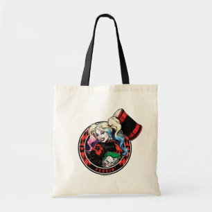 Tote Bag Batman   Harley Quinn Winking With Mallet
