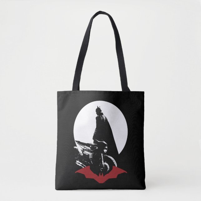 Tote Bag Batman Motorcycle Silhouette (Devant)