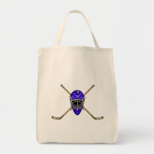 Tote Bag Bâtons de casque et de croix d'hockey bleus