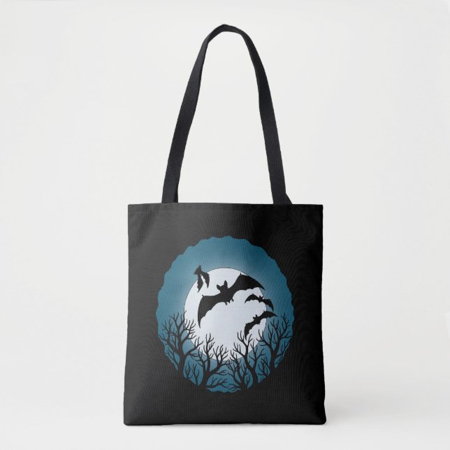Tote Bag Bats and Trees Against the Moon (Devant)