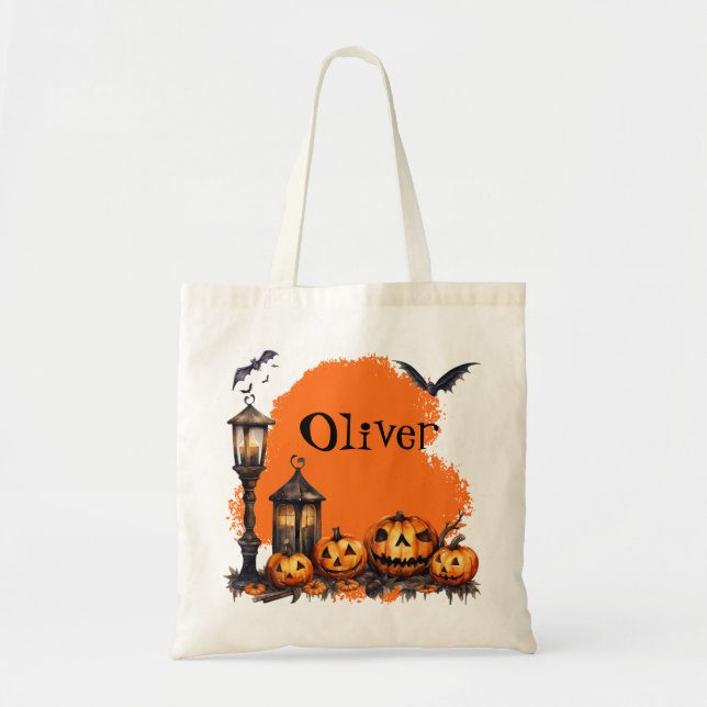 Tote Bag Bats d'Halloween amusants et Citrouille Éffrayant  (Devant)
