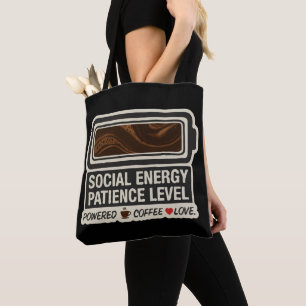 Tote Bag Batterie Sociale Alimentée par le Café Niveau d'