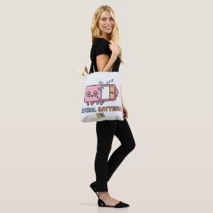 Tote Bag Batterie sociale Kawaii 1% Énergie d'introverti dr