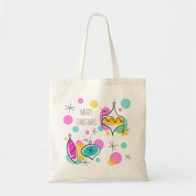 Tote Bag Baubles Arbres Rétro budget de Noël fourre-tout (Devant)