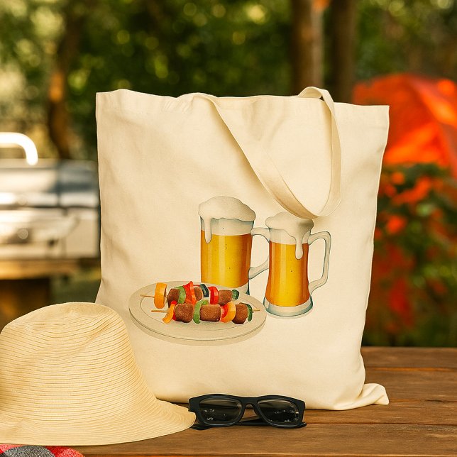 Tote Bag BBQ brochettes et biscuits d'été de bière (Créateur téléchargé)