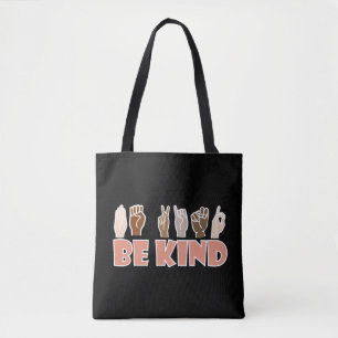 Tote Bag Be Kind ASL American Sign Language