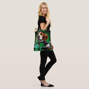 Tote Bag Beagle Chien conduisant vélo St. Patrick's Day
