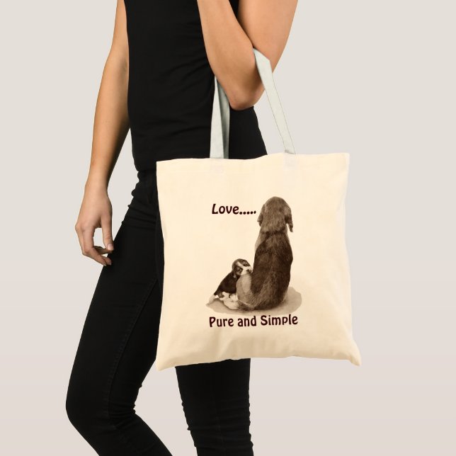 Tote Bag Beagle chiot mignon avec maman chien art original (Devant (produit))