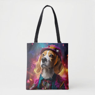 Tote Bag Beagle dans un Casquette rose