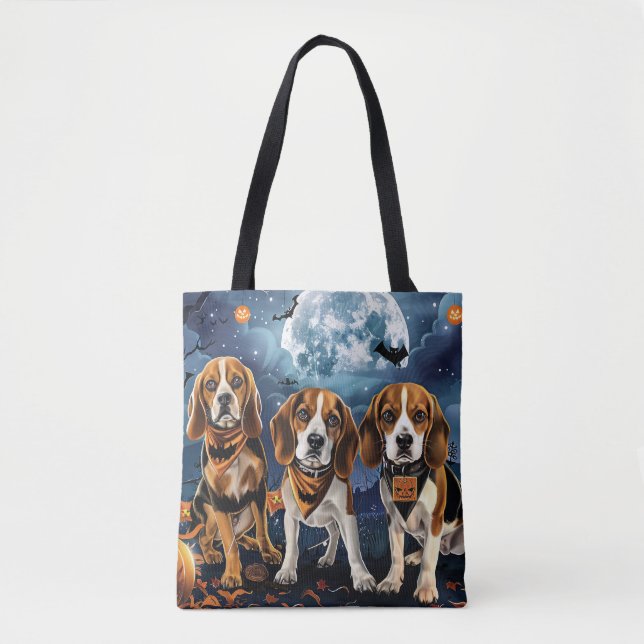 Tote Bag Beagle Halloween Éffrayant (Devant)