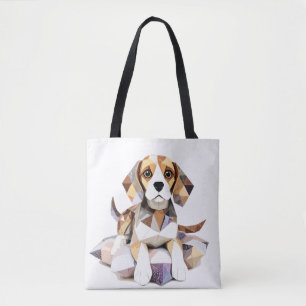 Tote Bag Beagle Jouer Adorable Coupe Animal Colorful Funny