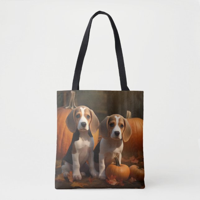 Tote Bag Beagle Puppy Automne Citrouille de plaisir (Devant)