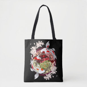 Tote Bag Beau Art Japonais Fleur Koi Fish