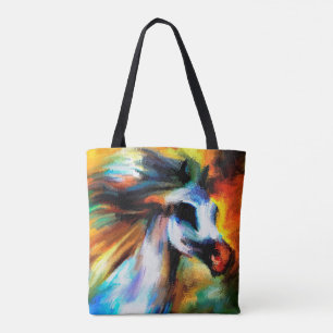 Tote Bag Beau blanc gris d'art abstrait de cheval équin