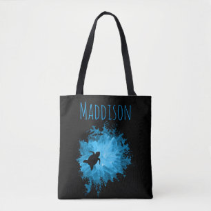 Tote Bag Beau bleu de noir d'ombre de tortue de récif