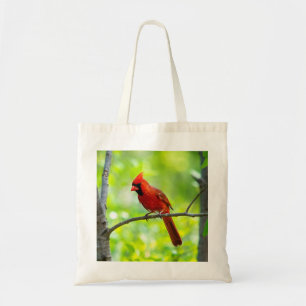 Tote Bag Beau Cardinal rouge vif dans un arbre ou la neige