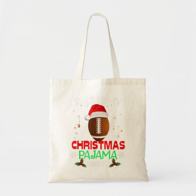Tote Bag Beau Ceci Est Mon Jour De Noël Football Pajama Gif (Devant)