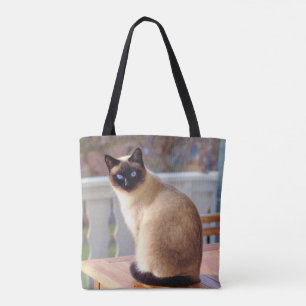 Tote Bag Beau chat siamois avec yeux bleus