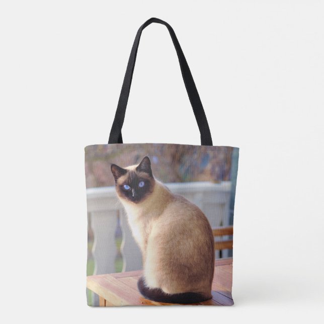 Tote Bag Beau chat siamois avec yeux bleus (Dos)